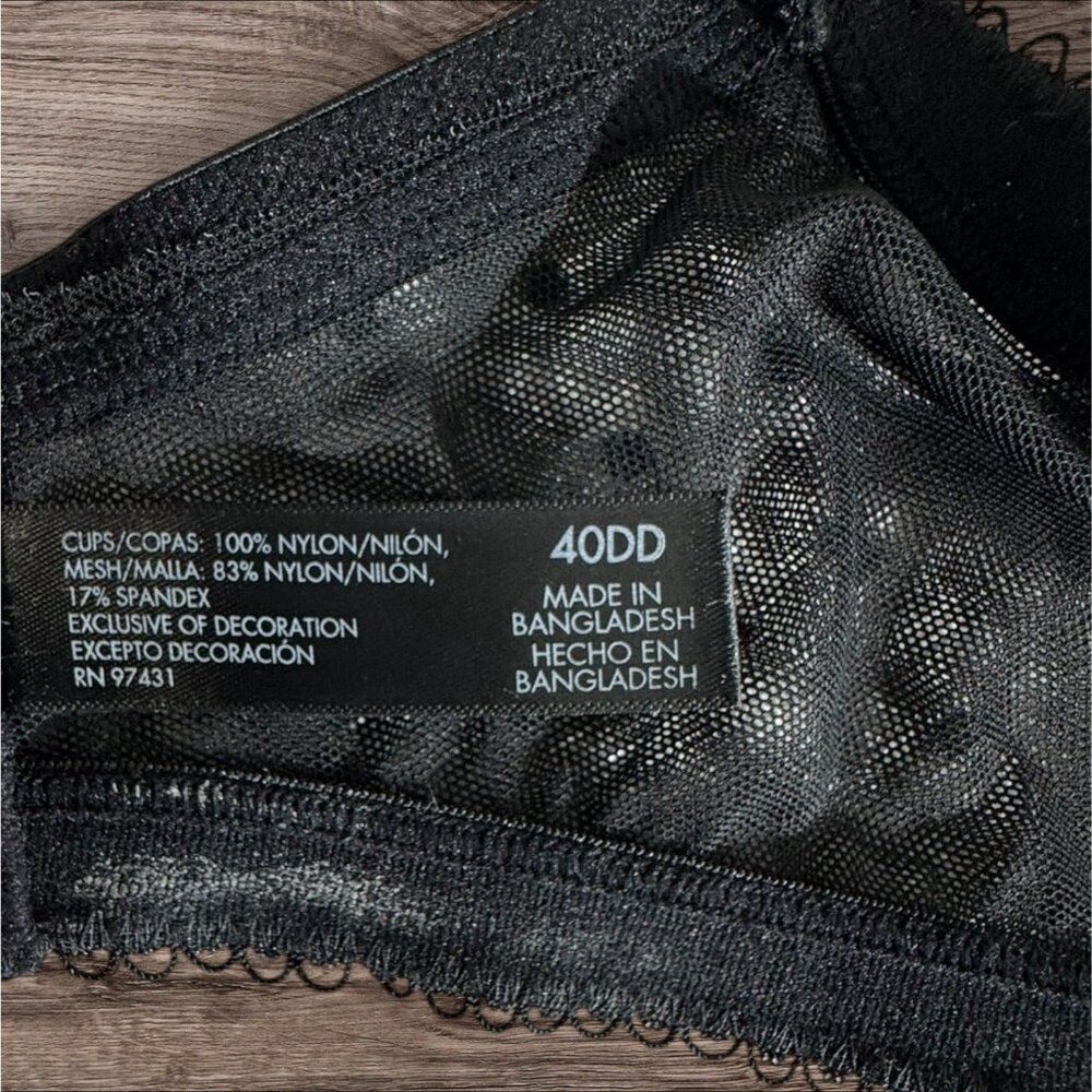 Smart & Sexy Women's Full Coverage Unlined Underwire Lace Bra Black 40DD - Picture 8 of 9
